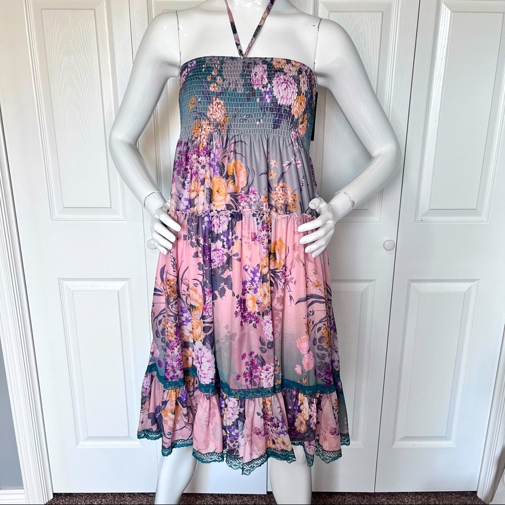 NWT Strapless floral dress mid length dress